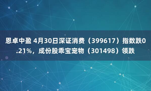 恩卓中盈 4月30日深证消费（399617）指数跌0.21%，成份股乖宝宠物（301498）领跌