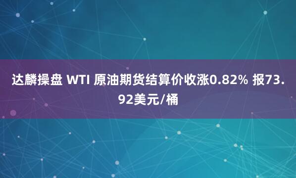达麟操盘 WTI 原油期货结算价收涨0.82% 报73.92美元/桶