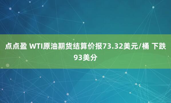 点点盈 WTI原油期货结算价报73.32美元/桶 下跌93美分
